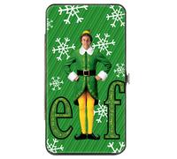 Hinged Wallet Elf Buddy the Elf Logo Pose Snowflakes Greens/White