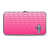 Hinged Wallet Ford Mustang w/Bars CORNER w/Text PINK