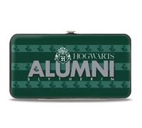 Hinged Wallet HOGWARTS ALUMNI SLYTHERIN + Initial Monogram/Snake Icon Stripe Gre