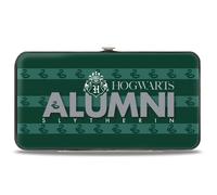 Hinged Wallet HOGWARTS ALUMNI SLYTHERIN + Initial Monogram/Snake Icon Stripe Gre