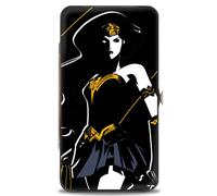 Hinged Wallet Justice League 2017 Wonder Woman Pose + Icon Black/White/Gold/Gray
