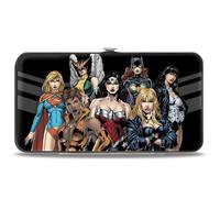 Hinged Wallet Justice League 7-Superhero Group Pose + RELAX WE GOT THIS Stripe B