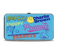 Hinged Wallet PEANUTS Charlie Brown Snoopy and Woodstock Typography Collage Blue