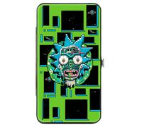 Hinged Wallet Rick and Morty Logo and Circuit Faces and Blocks Multi Color