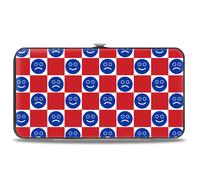 Hinged Wallet Smiley Sad Face Checker Red/White/Blue