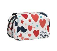 Hingor Astuccio alla moda per la festa del papà, con scritta "Love Dad", a doppio strato, con cerniera, trasparente, per cosmetici, multiuso, per cancelleria