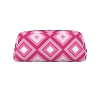 Hingor Astuccio da viaggio con cerniera, motivo a rombi rosa, per cosmetici, cancelleria, borsa, astuccio per matite, Argento, taglia unica, Portamonete