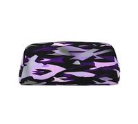 Hingor Astuccio da viaggio con cerniera, motivo mimetico americano, con stampa viola, per cosmetici, cancelleria, borsa, astuccio per matite, Argento, One Size, Portamonete