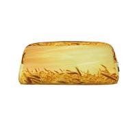 Hingor Astuccio da viaggio con cerniera per cosmetici, articoli di cancelleria, borse, astucci per matite e articoli di cancelleria con stampa di campo di grano, Oro, One Size, Portamonete
