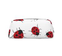 Hingor Astuccio da viaggio con cerniera per cosmetici, cancelleria, borsa, astuccio da viaggio con stampa di coccinelle, Argento, One Size, Portamonete