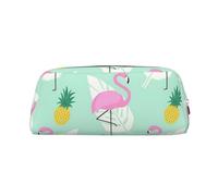 Hingor Astuccio da viaggio con stampa di fenicotteri rosa ananas alla moda per articoli di cancelleria con cerniera per cosmetici, cancelleria, borsa, astuccio per matite, Argento, One Size