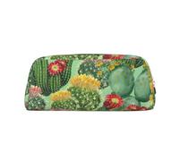 Hingor Astuccio da viaggio con stampa floreale con cactus e fiori alla moda per articoli di cancelleria con cerniera per cosmetici, cancelleria, borsa, astuccio per matite, Argento, One Size