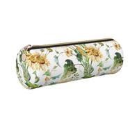 Hingor Astuccio per matite in poliuretano con stampa di girasole e mais, astuccio portatile per cancelleria e cosmetici, per uomo e donna