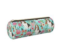 Hingor Astuccio per penne e matite con stampa floreale Basset Hound, portatile, per articoli di cancelleria, cosmetici, per uomo e donna