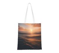 Hingor Bella borsa tote in tela estetica con stampa di Sunrise Ocean 1 per donne, carina, alla moda e riutilizzabile, borsa per la spesa in tela per scuola, shopping, palestra, biblioteca e spiaggia