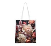 Hingor Bella borsa tote in tela estetica con stampa floreale per donne, carina, alla moda e riutilizzabile, borsa per la spesa, per scuola, shopping, palestra, biblioteca e spiaggia