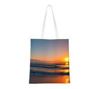 Hingor Bella borsa tote in tela estetica con stampa oceano alba per donne, carina, alla moda e riutilizzabile borsa per la spesa in tela per scuola, shopping, palestra, biblioteca e spiaggia