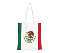 Hingor Borsa da donna in tela con stampa bandiera del Messico, carina, alla moda e riutilizzabile, borsa per la spesa, per scuola, shopping, palestra, biblioteca e spiaggia