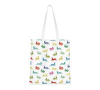 Hingor Borsa da donna in tela con stampa di conigli in diverse pose che saltano e corrono, borsa per la spesa in tela, carina, alla moda e riutilizzabile, per scuola, shopping, palestra, biblioteca e