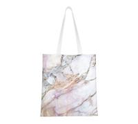 Hingor Borsa da donna in tela con stampa effetto marmo rosa e bianco, carina, alla moda e riutilizzabile, borsa per la spesa per scuola, shopping, palestra, biblioteca e spiaggia