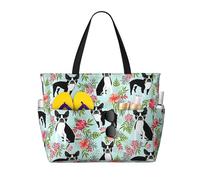 Hingor Borsa da spiaggia alla moda con stampa di bassotto e cane, impermeabile, borsa da spiaggia per donne, borsa da piscina pieghevole leggera con scomparto umido con cerniera, Dog2, Taglia unica