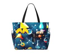 Hingor Borsa da spiaggia con stampa classica africana alla moda borsa da spiaggia impermeabile borse per le donne, borsa da piscina pieghevole leggera con scomparto bagnato con cerniera, Chimica della