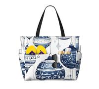 Hingor Borsa da spiaggia con stampa di caramelle dolci alla moda borsa da spiaggia impermeabile borse per le donne, borsa da piscina pieghevole leggera con scomparto umido con cerniera, Ornamenti