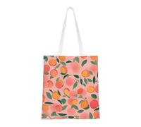 Hingor Borsa tote in tela estetica con motivo rosa pesca senza cuciture 1 stampa per donne, carina, alla moda e riutilizzabile borsa della spesa in tela per scuola, shopping, palestra, biblioteca e