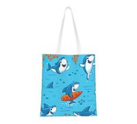 Hingor Borsa tote in tela estetica con stampa balena sottomarina per donne, carina, alla moda e riutilizzabile, borsa per la spesa in tela per scuola, shopping, palestra, biblioteca e spiaggia