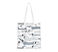 Hingor Borsa tote in tela estetica con stampa di bassotto carino per donne, carina, alla moda e riutilizzabile, borsa per la spesa, per scuola, shopping, palestra, biblioteca e spiaggia