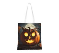 Hingor Borsa tote in tela estetica con stampa di gufo zucca felice Halloween per donne, carina, alla moda e riutilizzabile, borsa per la spesa per scuola, shopping, palestra, biblioteca e spiaggia
