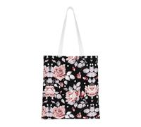Hingor Borsa tote in tela estetica con stampa floreale rosa per donne, carina, alla moda e riutilizzabile, borsa per la spesa, per scuola, shopping, palestra, biblioteca e spiaggia