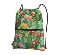 Hingor Cactus Floreale Bloom Stampa Coulisse Zaino String Bag Sackpack Cinch Resistente all'acqua Per Palestra Shopping Sport Yoga