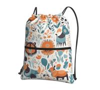 Hingor Carino Floreale Animale Stampa Coulisse Zaino Stringa Borsa Sackpack Cinch Resistente all'acqua Per Palestra Shopping Sport Yoga