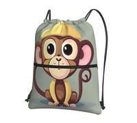 Hingor Carino Scimmia Stampa Coulisse Zaino String Bag Sackpack Cinch Resistente all'acqua Per Palestra Shopping Sport Yoga