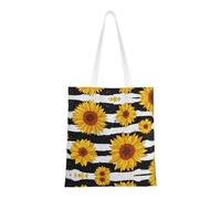 Hingor Elegante borsa da donna in tela con stampa di girasoli, carina, alla moda e riutilizzabile, borsa per la spesa, per scuola, shopping, palestra, biblioteca e spiaggia
