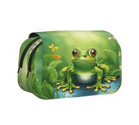 Hingor Fashion Cartoon Frog 1 stampa penna matita doppio strato cerniera astuccio astuccio sacchetto, trasparente trucco colore sacchetto cosmetico borsa multiuso cancelleria borsa