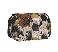 Hingor Fashion Imagen De Pug Stampa Penna Matita Doppio Strato Cerniera Astuccio Astuccio, Trasparente Trucco Colore Sacchetto Cosmetici Borsa Multiuso Cancelleria Bag