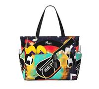 Hingor Fashion Paw Prints Art 1 Borsa da spiaggia impermeabile borsa da spiaggia borse per le donne, borsa da piscina pieghevole leggera con cerniera scomparto bagnato, Musica., Taglia unica