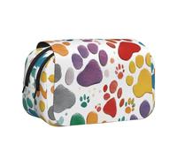 Hingor Fashion Paw Prints Art 1 stampa penna matita doppio strato cerniera astuccio astuccio sacchetto, trasparente trucco colorato sacchetto cosmetico borsa multiuso cancelleria borsa