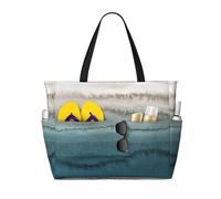 Hingor Fashion Stars Eastern Stars Borsa da spiaggia impermeabile borsa da spiaggia borse per le donne, leggera borsa da piscina pieghevole con cerniera scomparto bagnato, All'interno delle Maree