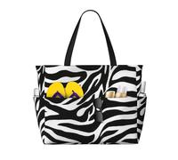 Hingor Fashion Stars Eastern Stars Borsa da spiaggia impermeabile borsa da spiaggia borse per le donne, leggera borsa da piscina pieghevole con cerniera scomparto bagnato, Stampa zebrata., Taglia