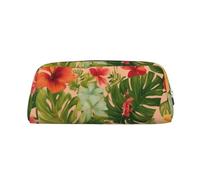Hingor Hojas Tropicales Y Flores - Astuccio per cancelleria alla moda, con cerniera, per cosmetici, cancelleria, borsa, astuccio da viaggio, Argento, One Size, Portamonete