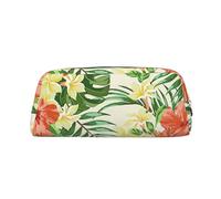 Hingor Hojas Tropicales Y Flores - Astuccio per cancelleria alla moda, con cerniera, per cosmetici, cancelleria, borsa, astuccio da viaggio, Oro, One Size, Portamonete