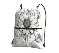Hingor Mano Disegnato Fiore 1 Stampa Coulisse Zaino String Bag Sackpack Cinch Resistente all'acqua Per Palestra Shopping Sport Yoga