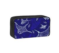 Hingor Manta Ray and Fish Print - Astuccio per matite e matite, con stampa di pesci, astuccio per la scuola, astuccio carino