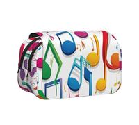 Hingor Moda colorato note musicali 1 stampa penna matita doppio strato cerniera matita astuccio sacchetto, trasparente trucco colore sacchetto cosmetico borsa multiuso cancelleria borsa