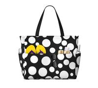 Hingor Moda Colore Acustico E Chitarre Stampa Beach Bag Impermeabile Beach Totes Borse Per Le Donne, Leggero Pieghevole Pool Bag Con Cerniera Scomparto Bagnato, A pois bianchi e neri, Taglia unica