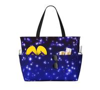 Hingor Moda Colore Acustico E Chitarre Stampa Beach Bag Impermeabile Beach Totes Borse Per Le Donne, Leggero Pieghevole Pool Bag Con Cerniera Scomparto Bagnato, Stelle brillanti., Taglia unica