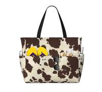 Hingor Moda Colore Acustico E Chitarre Stampa Beach Bag Impermeabile Beach Totes Borse Per Le Donne, Leggero Pieghevole Pool Bag Con Cerniera Scomparto Bagnato, Pelle bovina marrone., Taglia unica